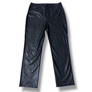 PAIGE Stella Straight High Rise Black Vegan Leather Pants Size 31